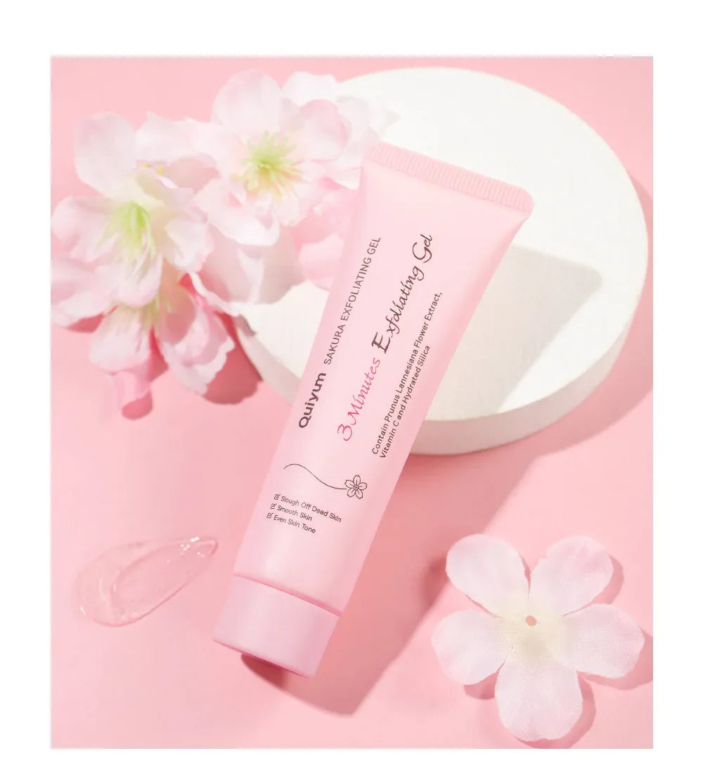 LAIKOU Sakura Exfoliating Peeling Gel – Moisturizing Facial Scrub with Vitamin C & Hyaluronic Acid (30g / 50g)