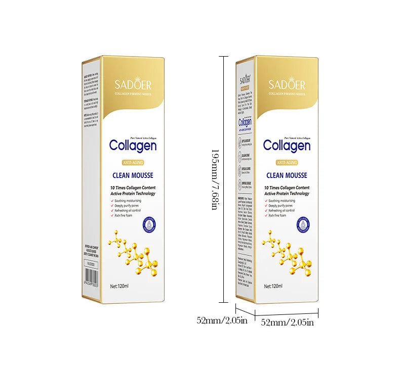 SADOER Collagen Facial Cleanser Mousse – Deep Cleansing & Firming Face Wash (120ml)