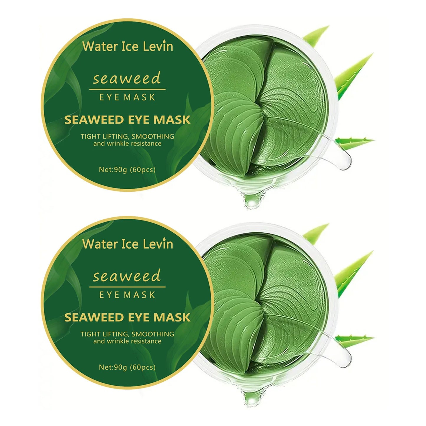 Seaweed Hyaluronic Acid Eye Masks — 60 Pcs Collagen Eye Patch for Dark Circles & Firming