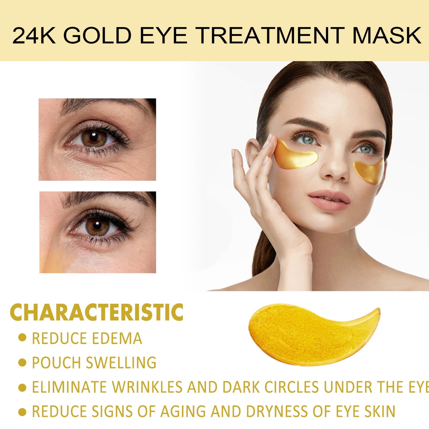 EELHOE 24K Gold Under Eye Patches – Anti-Aging Collagen & Hyaluronic Acid Eye Mask for Dark Circles & Puffiness (60 Pairs)