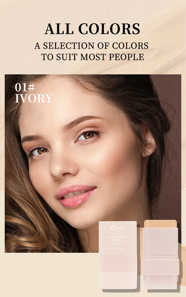 O'CHEAL 2-in-1 Concealer & Foundation Contour Stick – Matte, Waterproof & Buildable Coverage (15g)