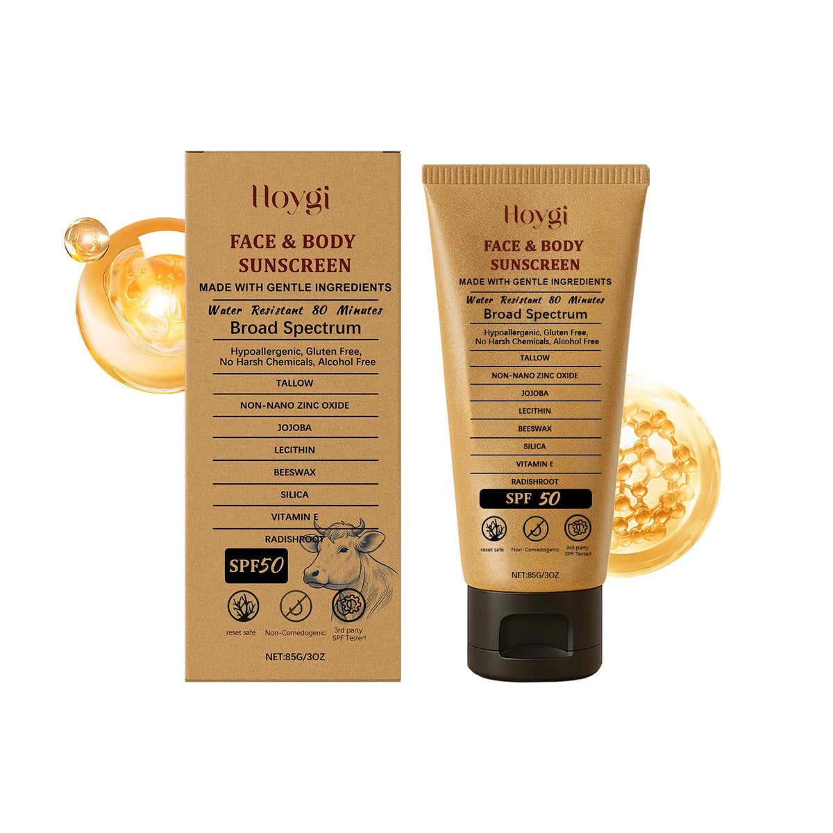 Hoygi Beef Tallow Sunscreen Cream SPF50 – Nourishing Face & Body Sun Protection | Buyer's Choice