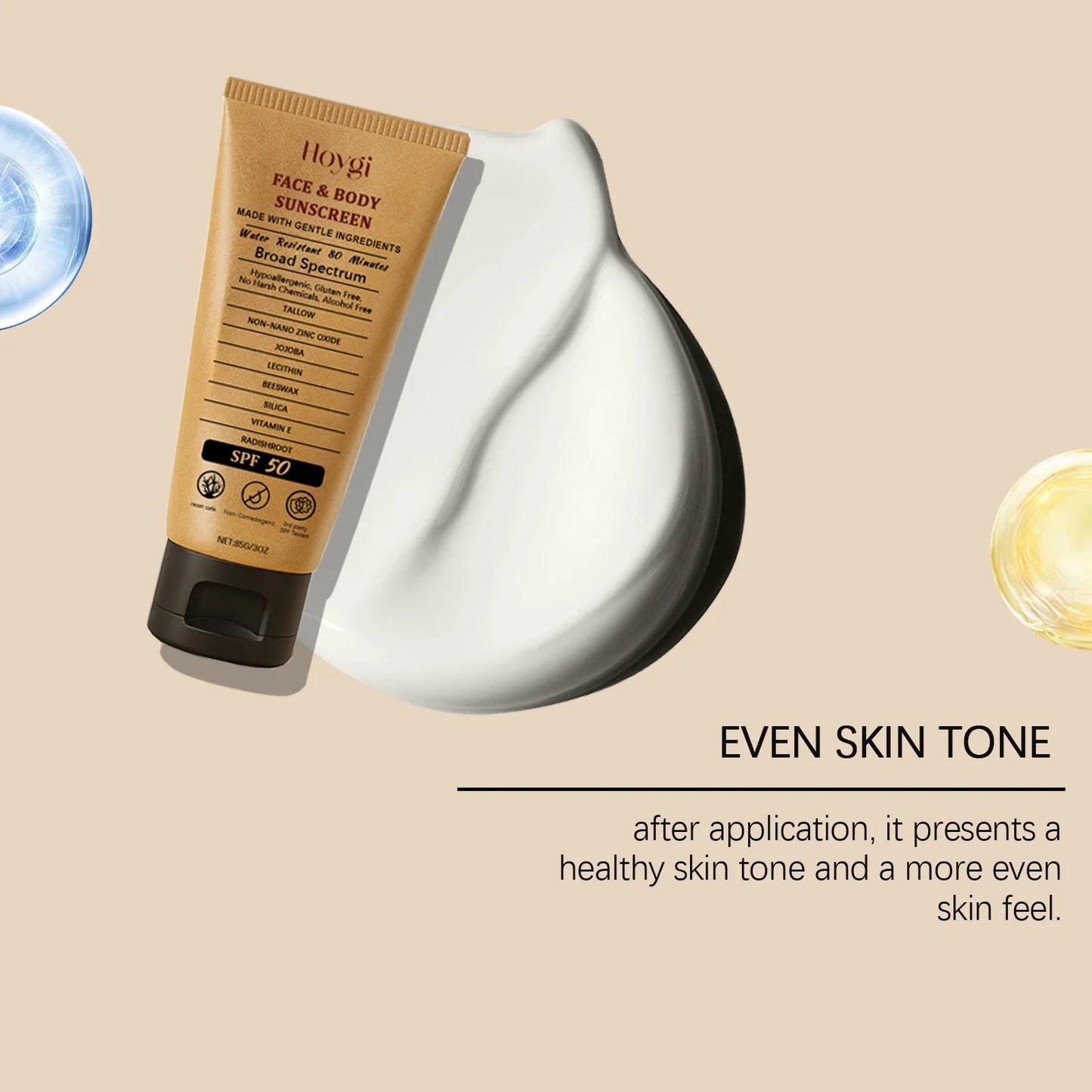 Hoygi Beef Tallow Sunscreen Cream SPF50 – Nourishing Face & Body Sun Protection | Buyer's Choice