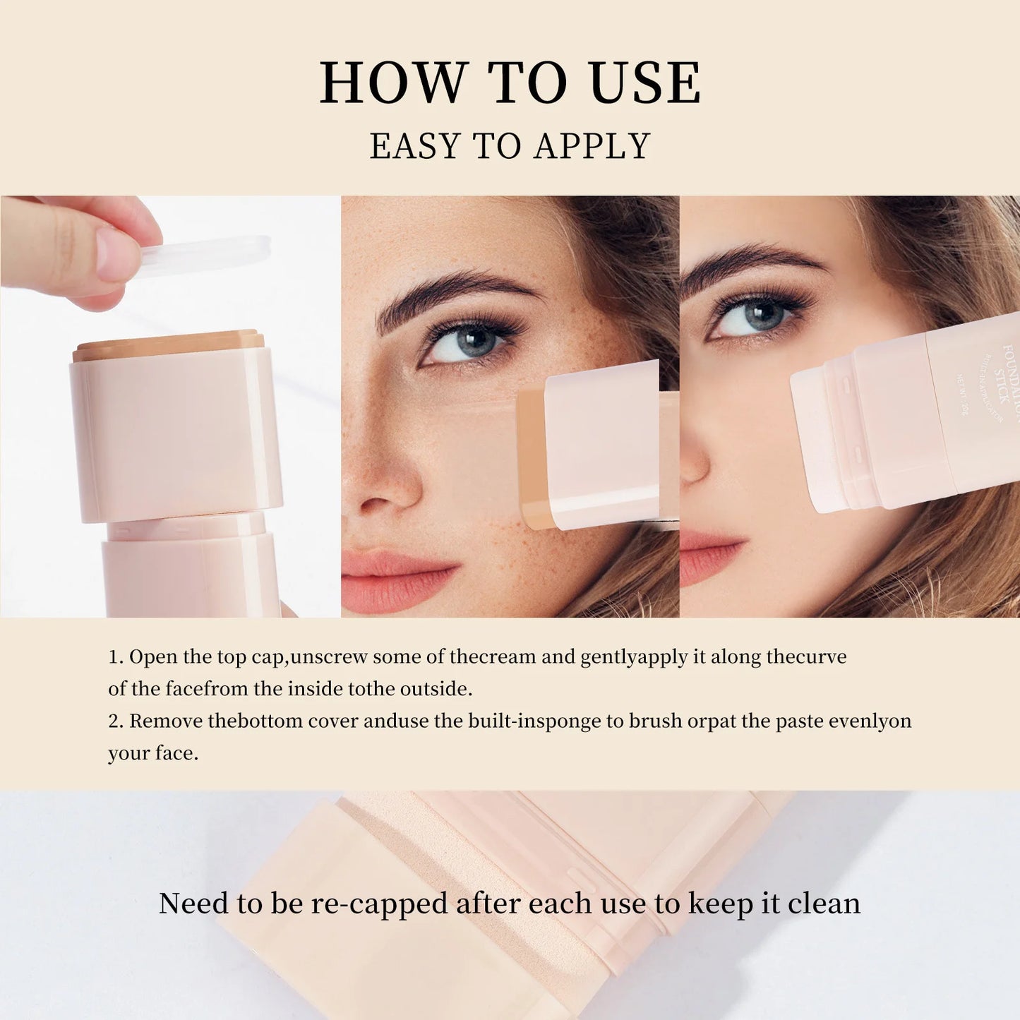 O'CHEAL 2-in-1 Concealer & Foundation Contour Stick – Matte, Waterproof & Buildable Coverage (15g)