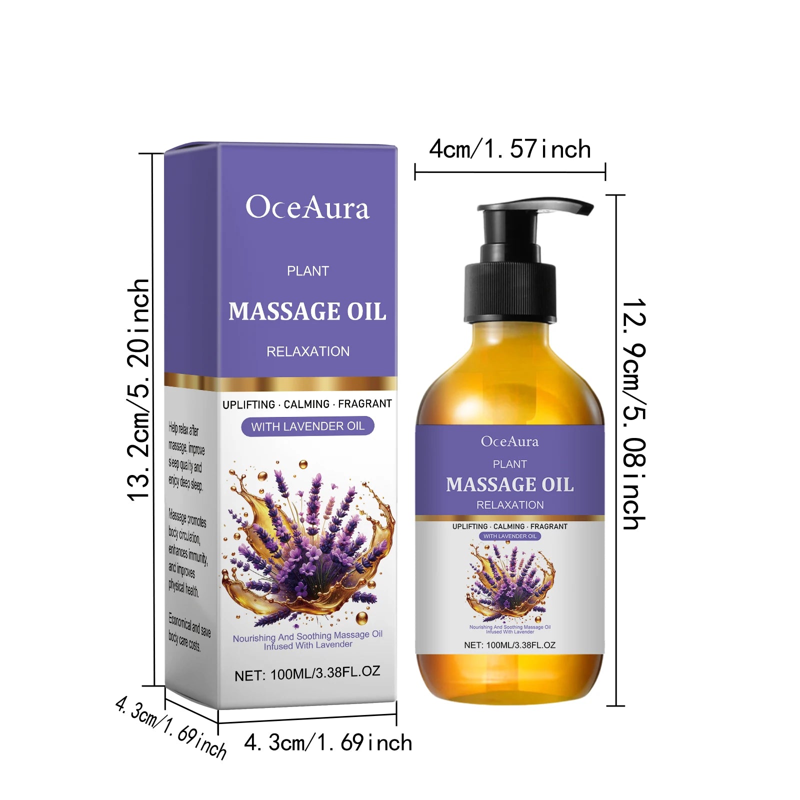 100ML Lavender Essence Oil Deep Moisturizing Body Massage Soothing Discomfort Enhance Skin Elasticity Reduce Soreness Body Oil