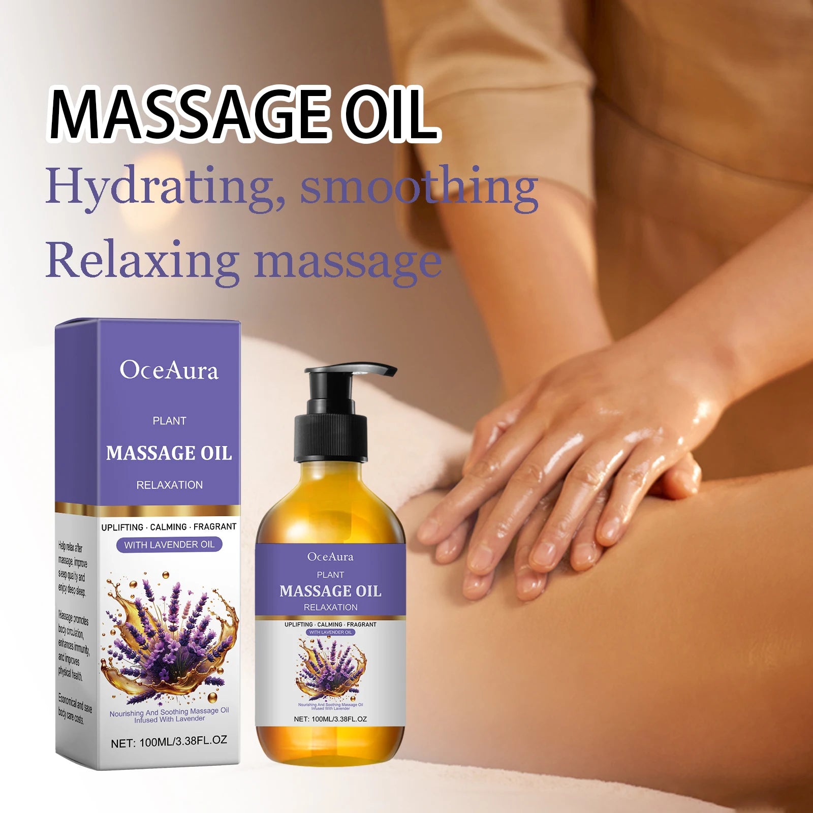 100ML Lavender Essence Oil Deep Moisturizing Body Massage Soothing Discomfort Enhance Skin Elasticity Reduce Soreness Body Oil