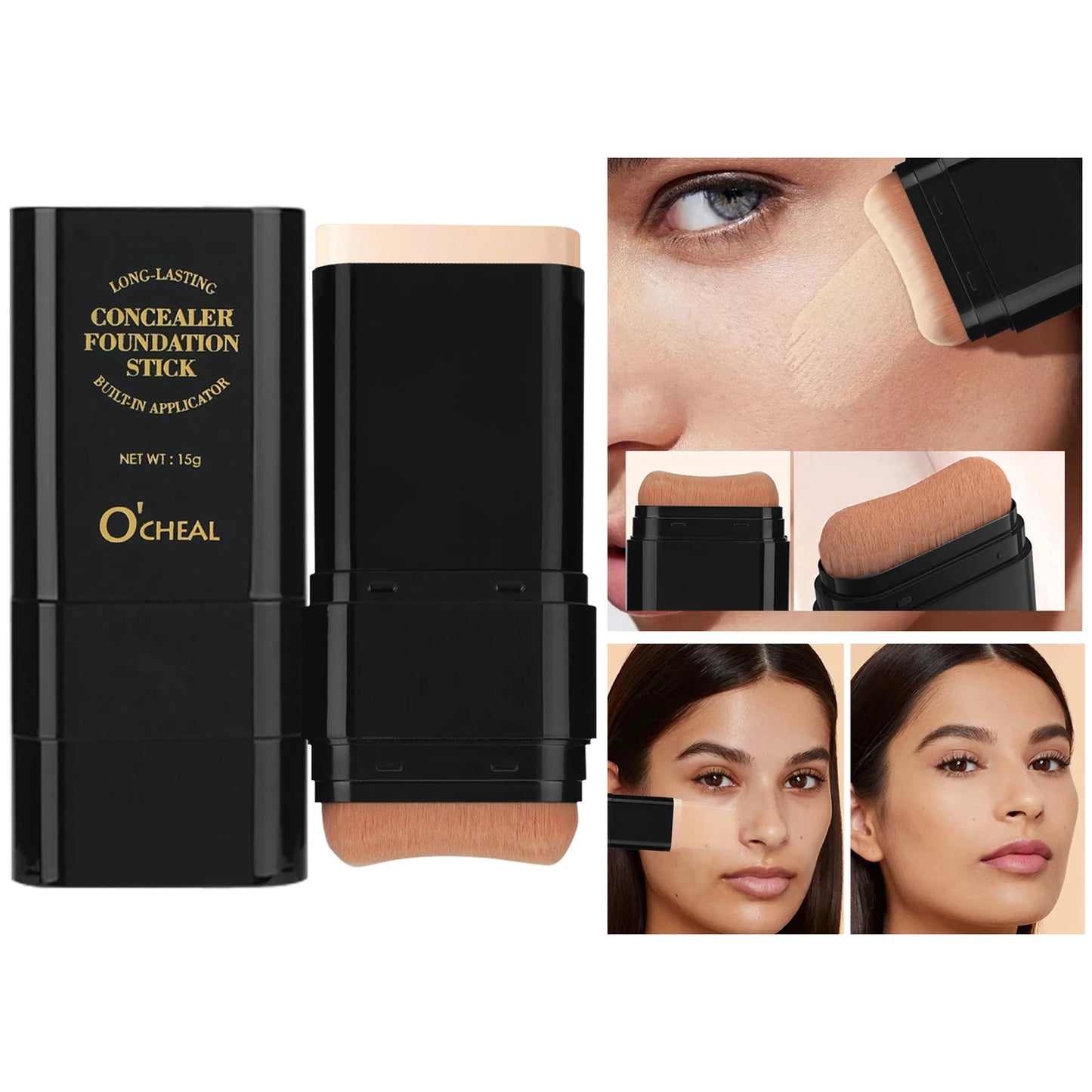 O'CHEAL 2-in-1 Concealer & Foundation Contour Stick – Matte, Waterproof & Buildable Coverage (15g)