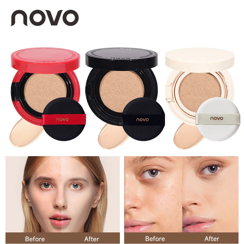 NOVO BB & CC Cream Air Cushion – Oil-Control, Waterproof & Long-Lasting Pore Coverage (13g)