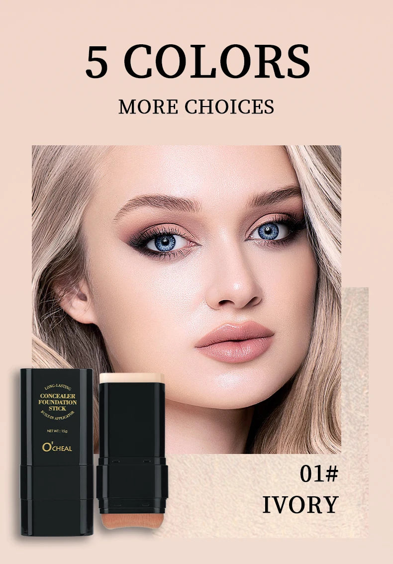 O'CHEAL 2-in-1 Concealer & Foundation Contour Stick – Matte, Waterproof & Buildable Coverage (15g)