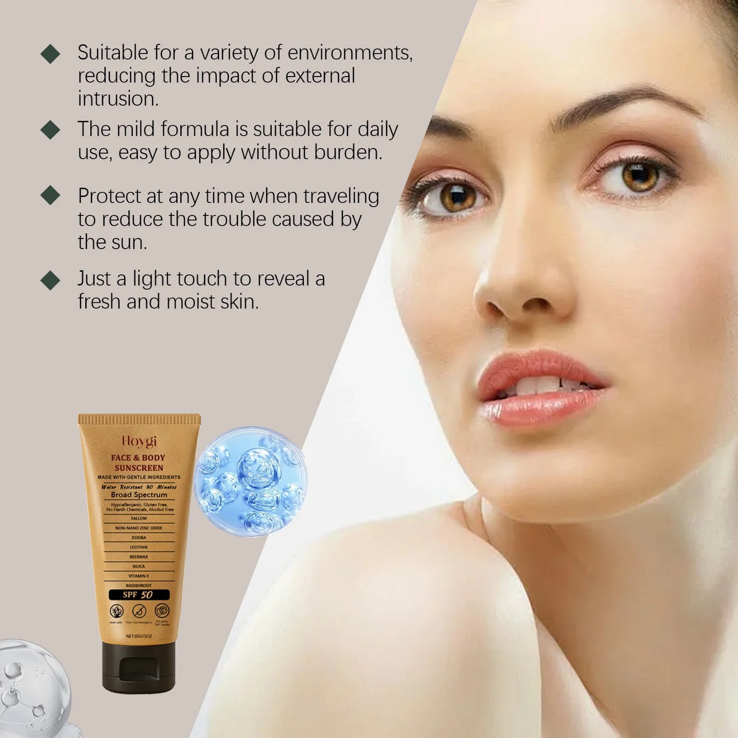 Hoygi Beef Tallow Sunscreen Cream SPF50 – Nourishing Face & Body Sun Protection | Buyer's Choice