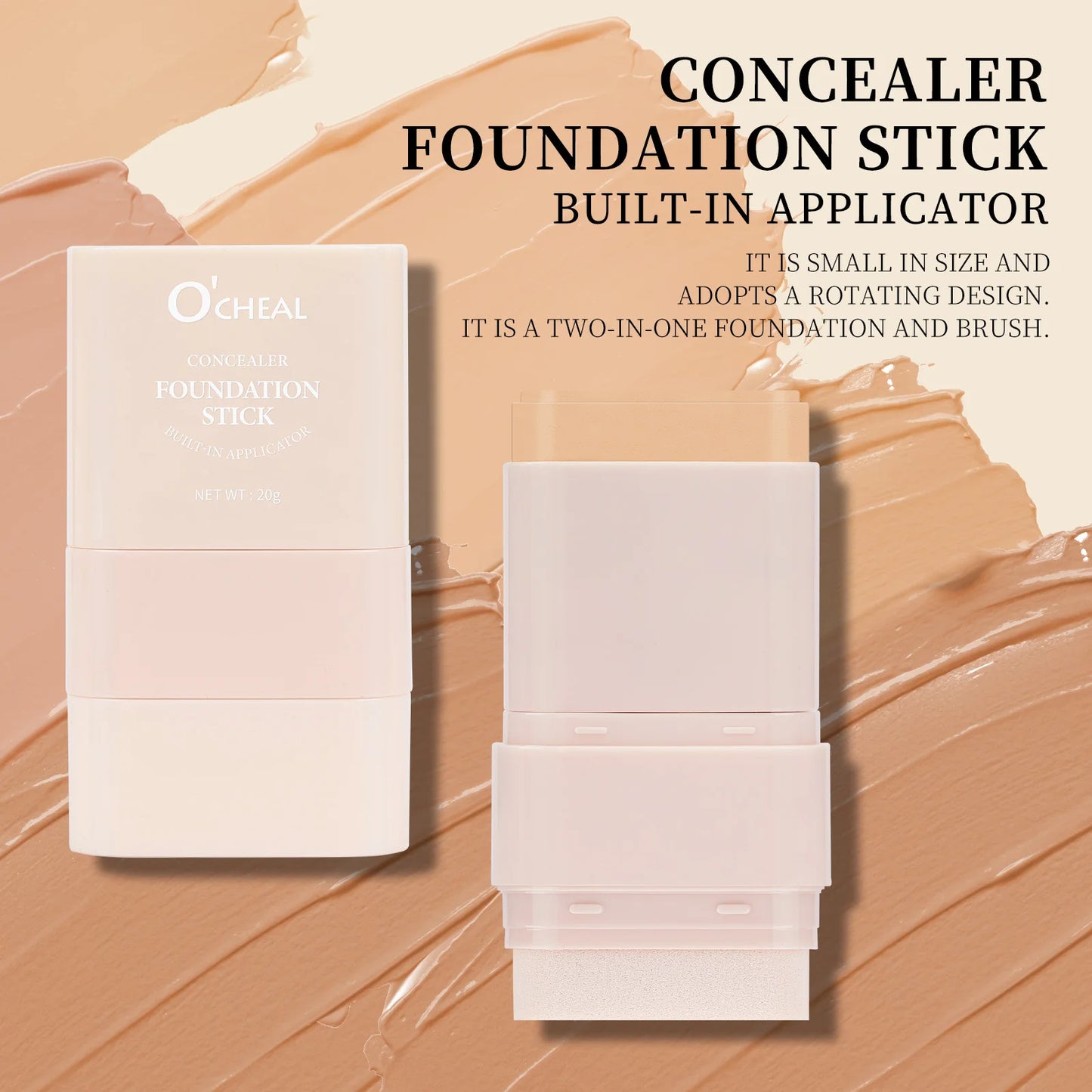 O'CHEAL 2-in-1 Concealer & Foundation Contour Stick – Matte, Waterproof & Buildable Coverage (15g)