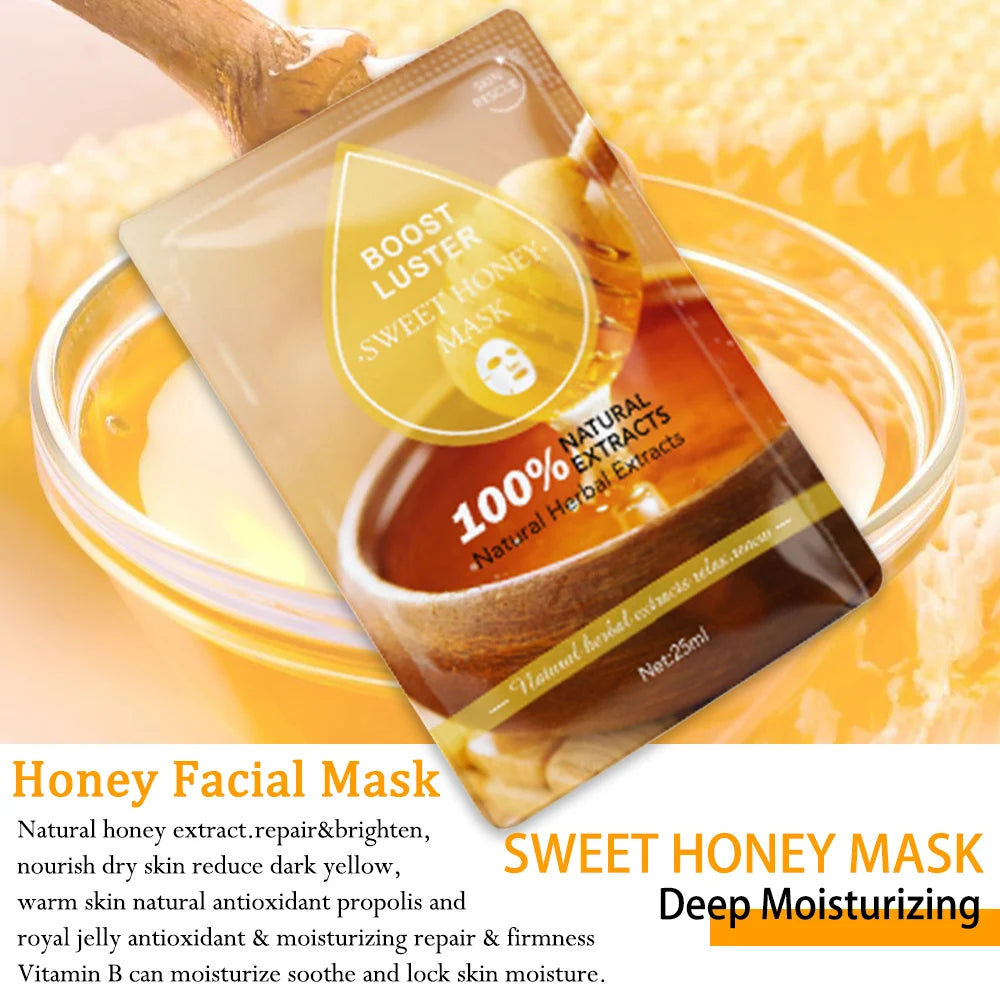 AILKE Brightening Hydrating Facial Mask – Vitamin C, Hyaluronic Acid & Collagen | Anti-Aging 10pcs