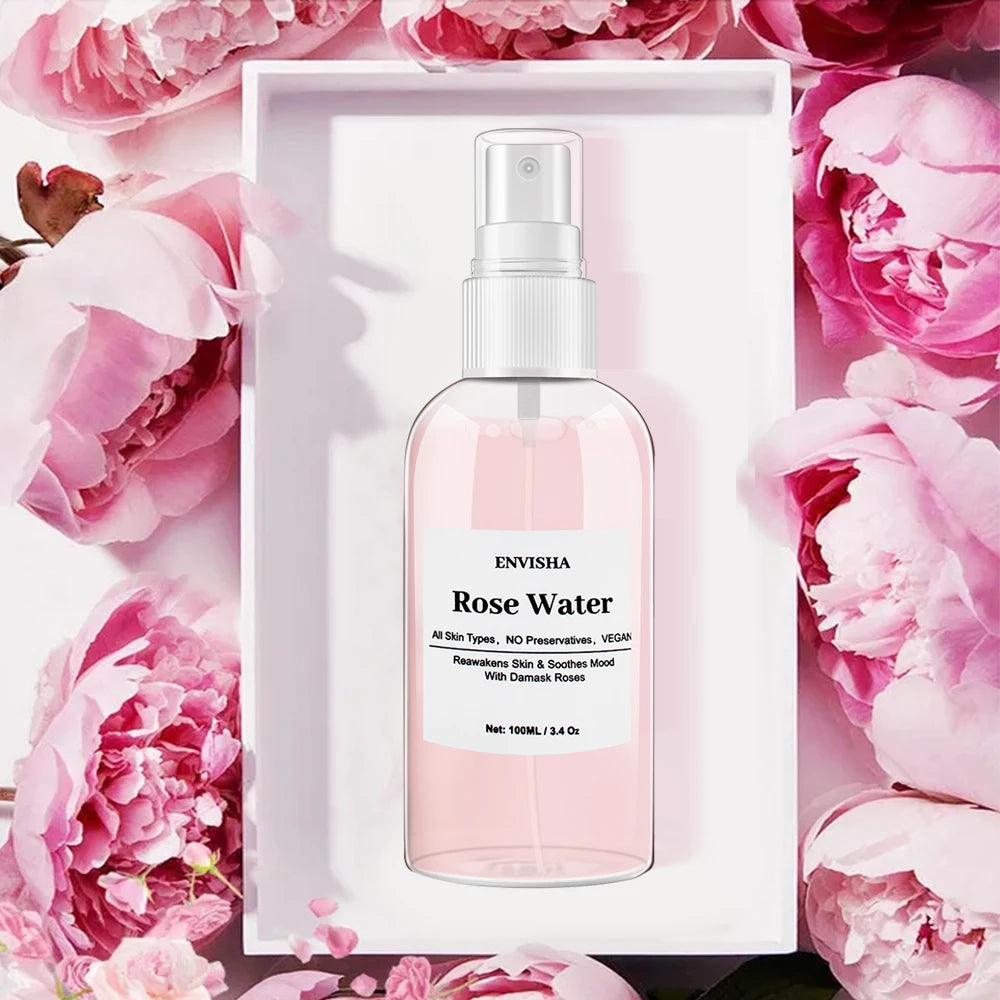 ENVISHA Rose Water Facial Toner – Organic Rose Petal Essence with Aloe Vera & Witch Hazel for Hydrating, Pore-Minimizing & Brightening (100ml)