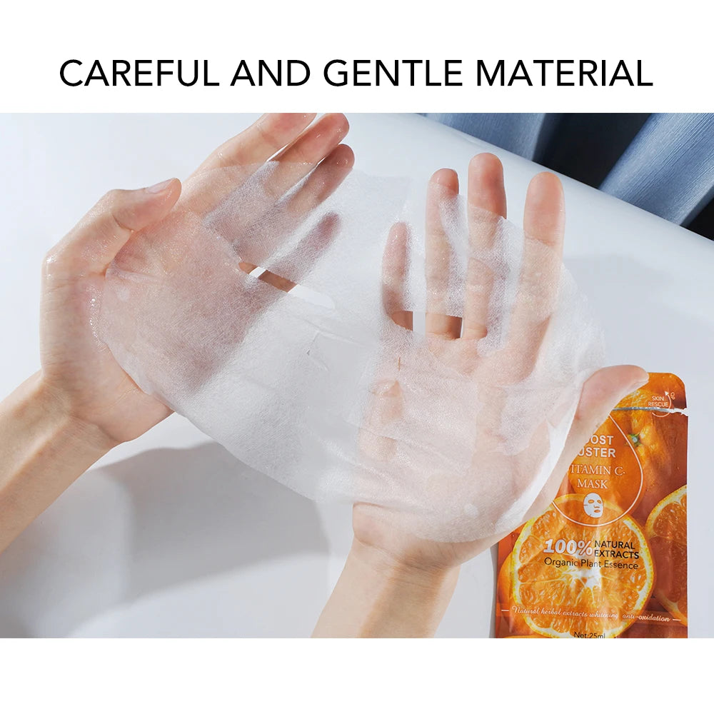 AILKE Brightening Hydrating Facial Mask – Vitamin C, Hyaluronic Acid & Collagen | Anti-Aging 10pcs