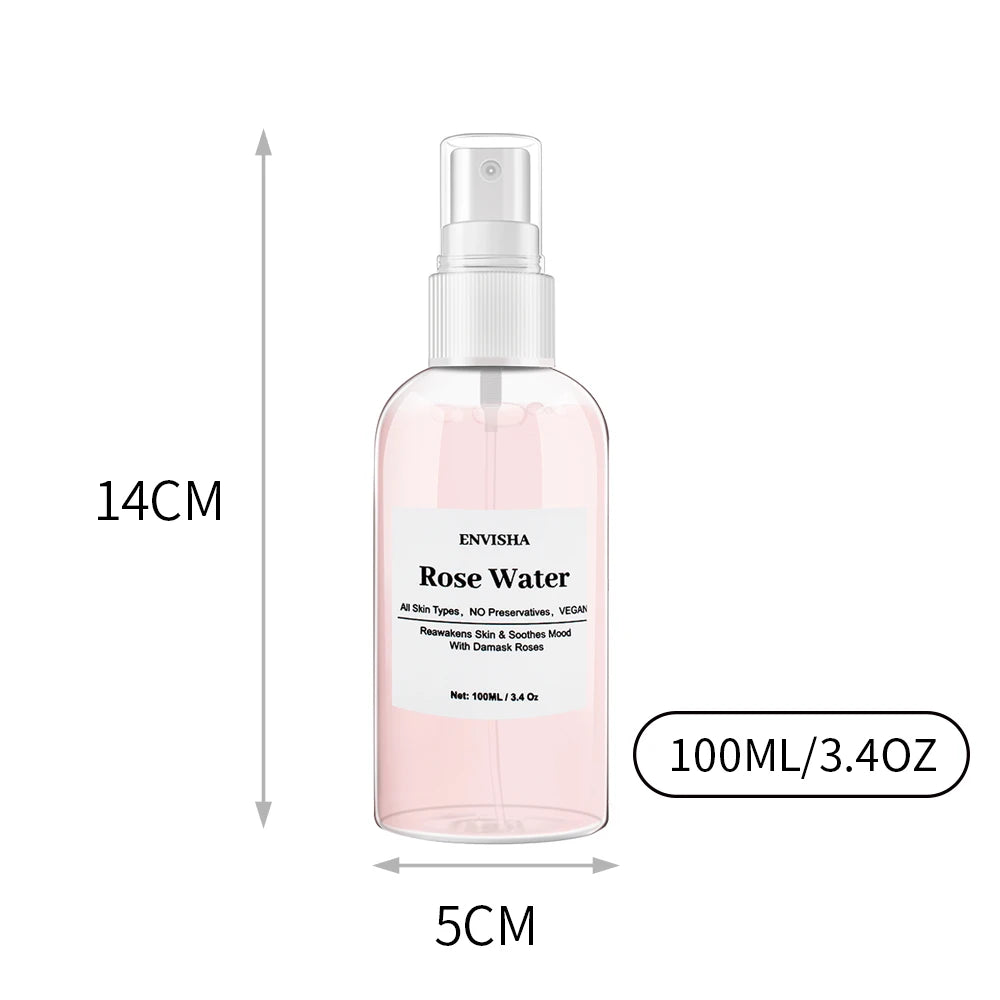 ENVISHA Rose Water Facial Toner – Organic Rose Petal Essence with Aloe Vera & Witch Hazel for Hydrating, Pore-Minimizing & Brightening (100ml)
