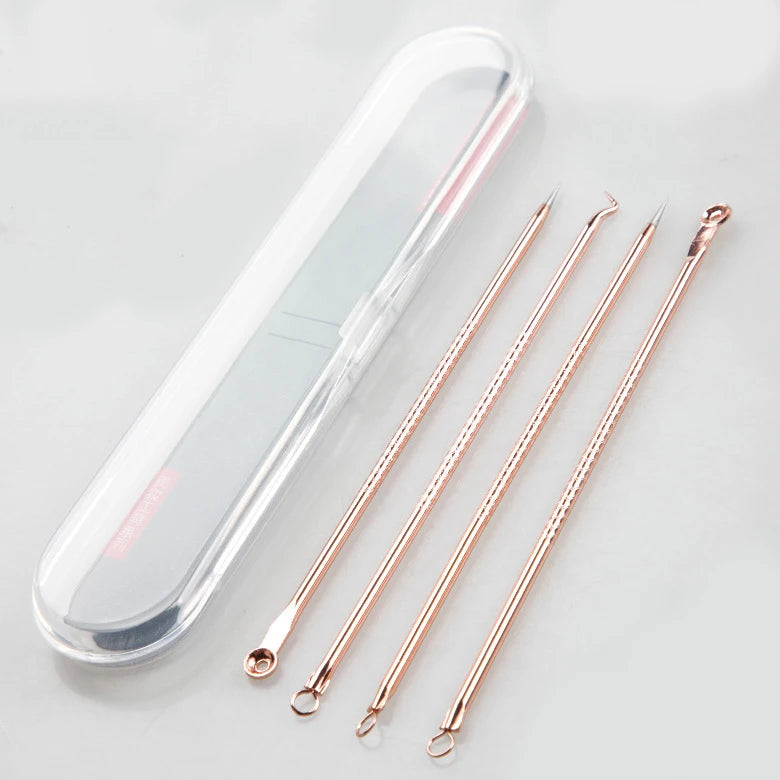 4-Piece Stainless Steel Acne & Blackhead Extractor Set – Pore Cleanser Kit