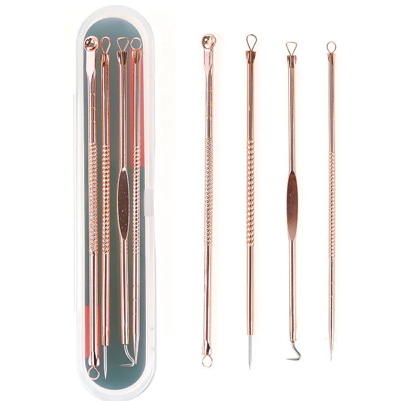 4-Piece Stainless Steel Acne & Blackhead Extractor Set – Pore Cleanser Kit