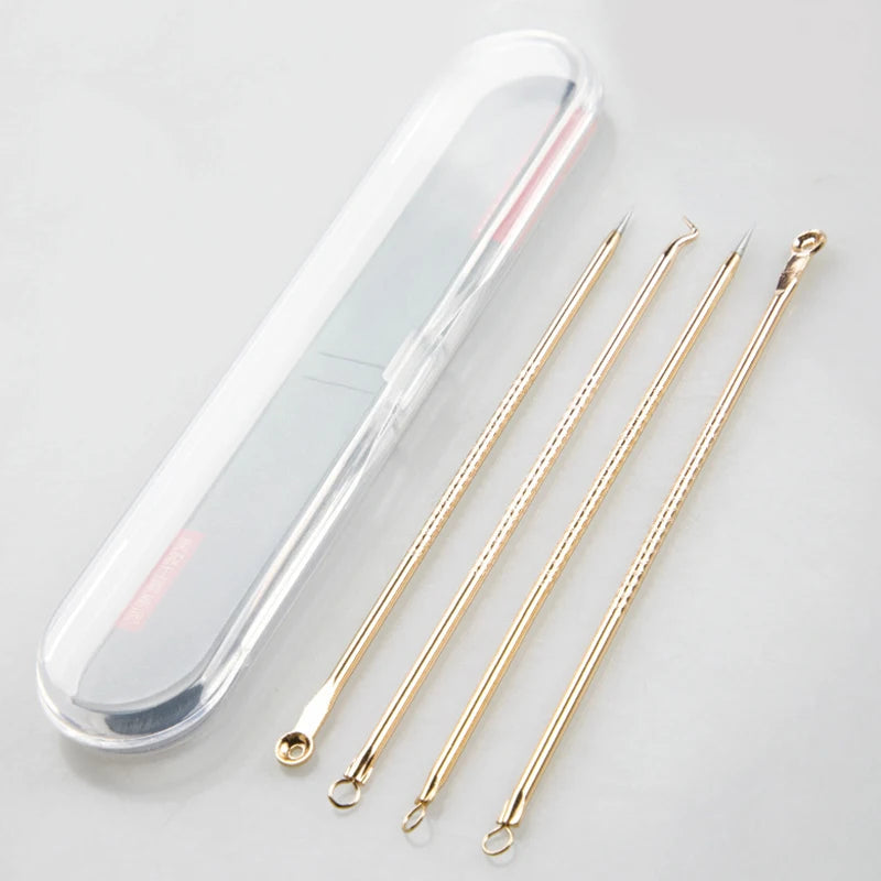 4-Piece Stainless Steel Acne & Blackhead Extractor Set – Pore Cleanser Kit
