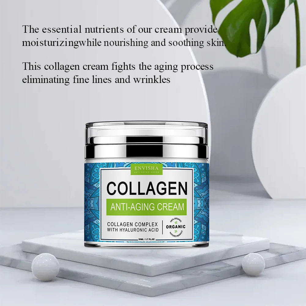 ENVISHA Anti-Aging Face Cream – Collagen, Hyaluronic Acid & Vitamin C Moisturizer (50ml)