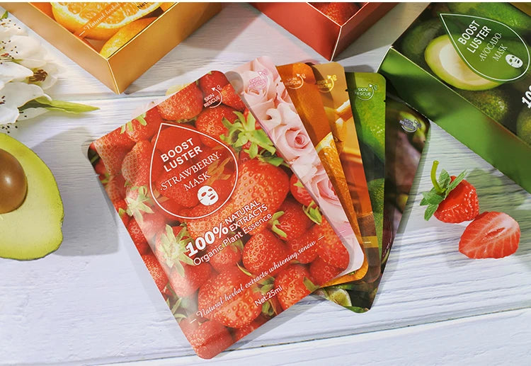 AILKE Brightening Hydrating Facial Mask – Vitamin C, Hyaluronic Acid & Collagen | Anti-Aging 10pcs