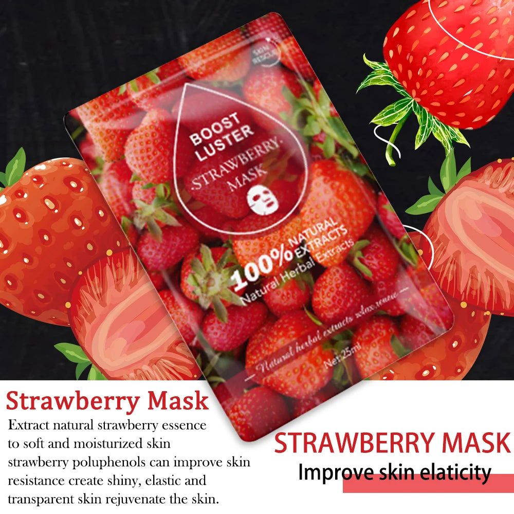 AILKE Brightening Hydrating Facial Mask – Vitamin C, Hyaluronic Acid & Collagen | Anti-Aging 10pcs