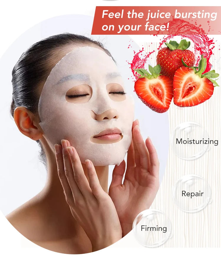 AILKE Brightening Hydrating Facial Mask – Vitamin C, Hyaluronic Acid & Collagen | Anti-Aging 10pcs