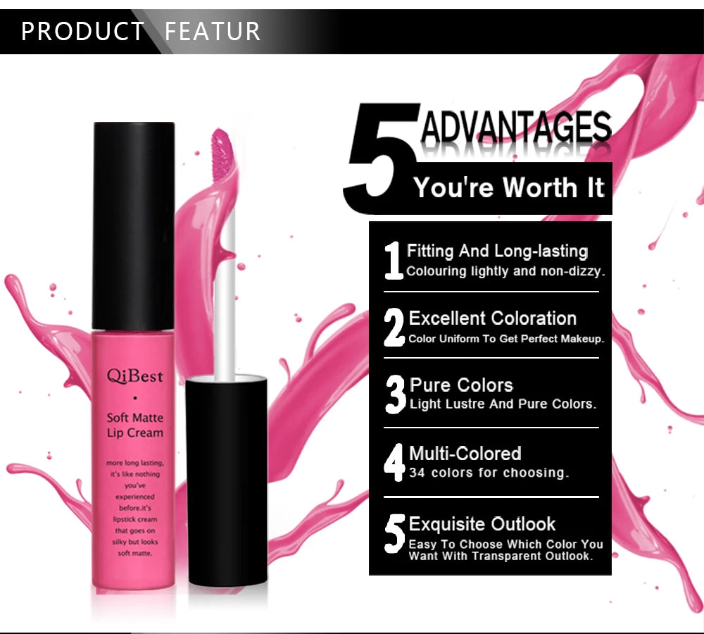 Velvet Matte Nude Lip Gloss - Waterproof Long-Lasting Lipstick