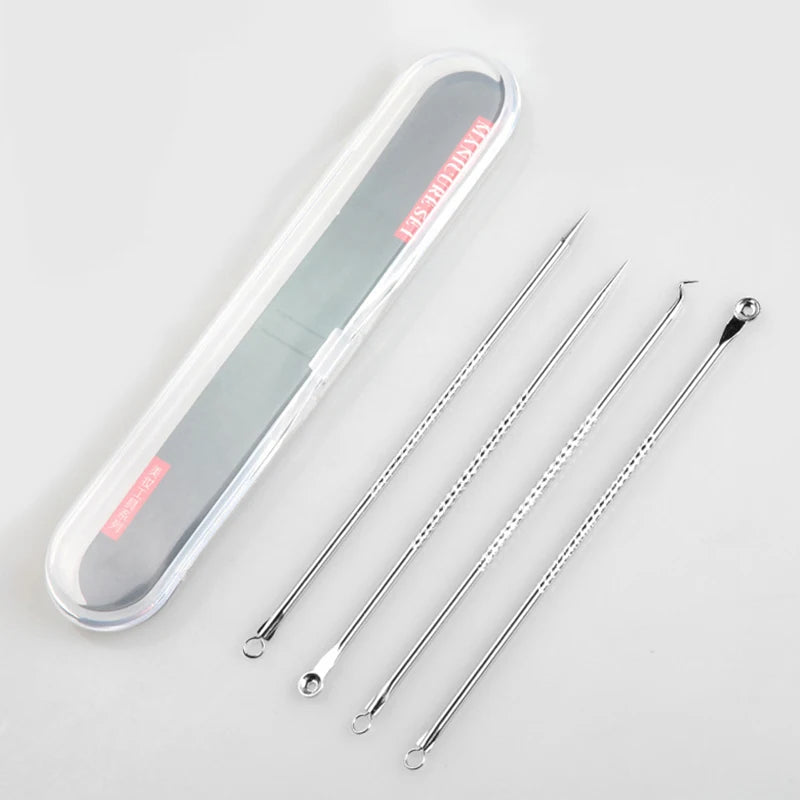 4-Piece Stainless Steel Acne & Blackhead Extractor Set – Pore Cleanser Kit