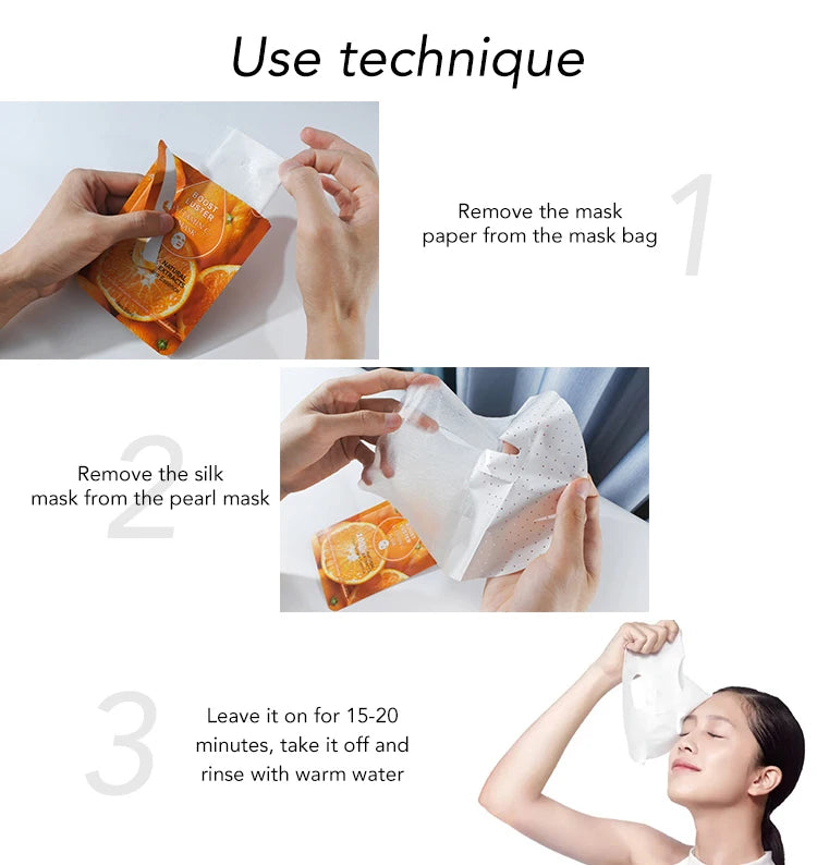 AILKE Brightening Hydrating Facial Mask – Vitamin C, Hyaluronic Acid & Collagen | Anti-Aging 10pcs