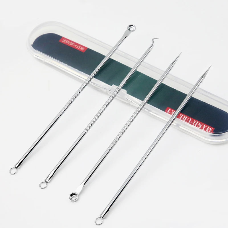 4-Piece Stainless Steel Acne & Blackhead Extractor Set – Pore Cleanser Kit