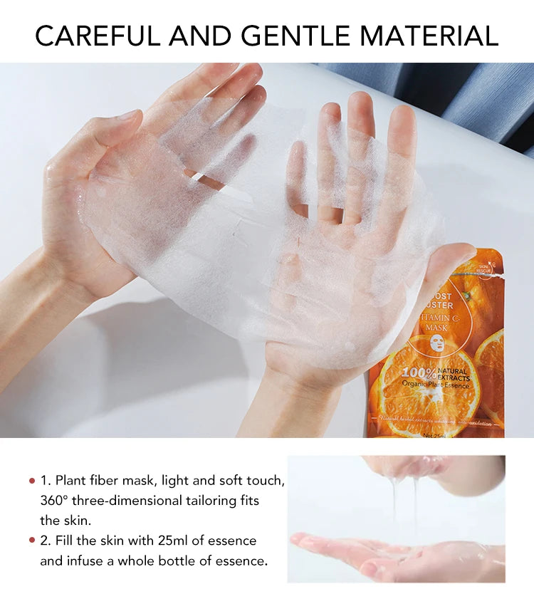 AILKE Brightening Hydrating Facial Mask – Vitamin C, Hyaluronic Acid & Collagen | Anti-Aging 10pcs