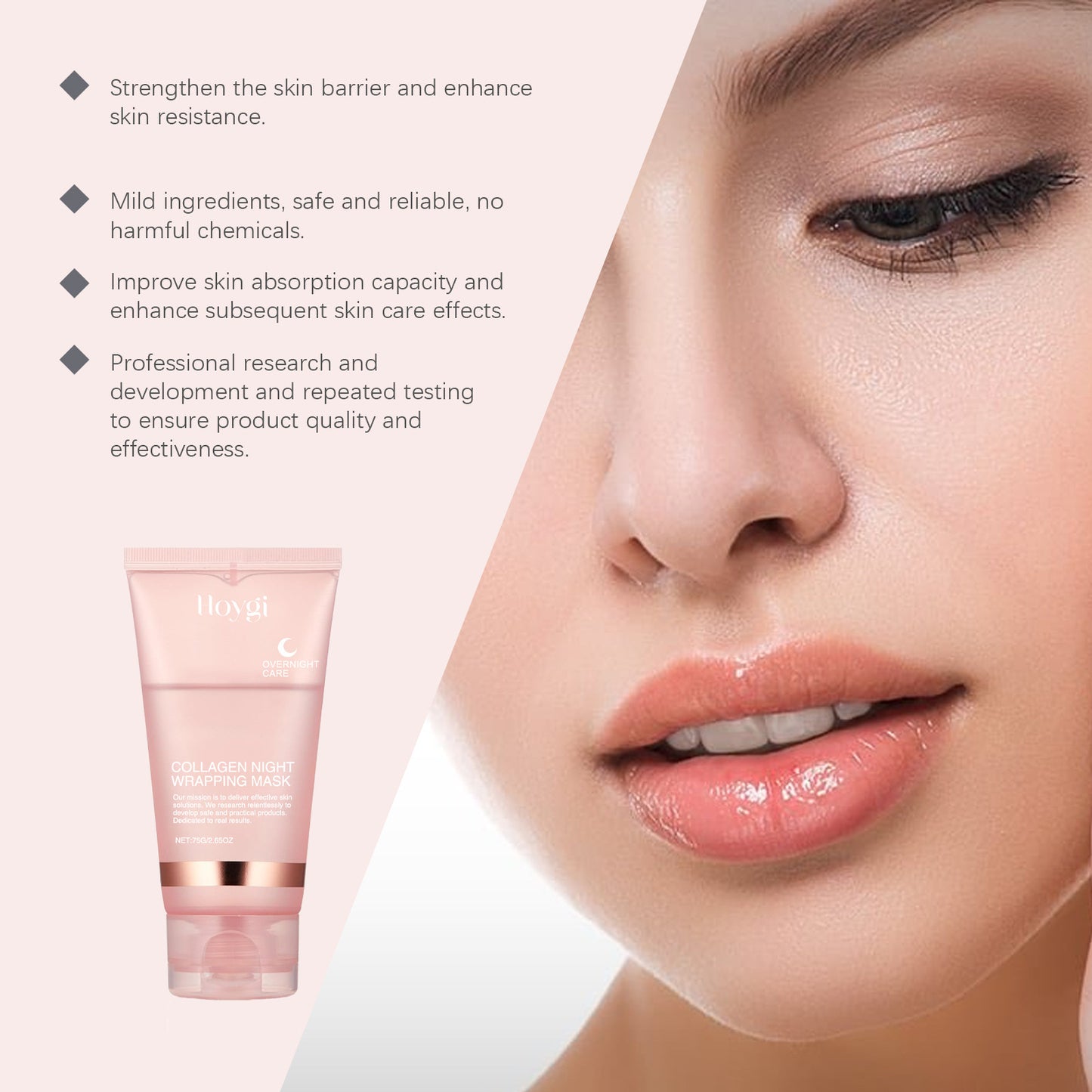 EELHOE Collagen Overnight Peel-Off Face Mask Set – Anti-Aging, Firming & Deep Hydration Night Mask with Applicator Brush (75ml)