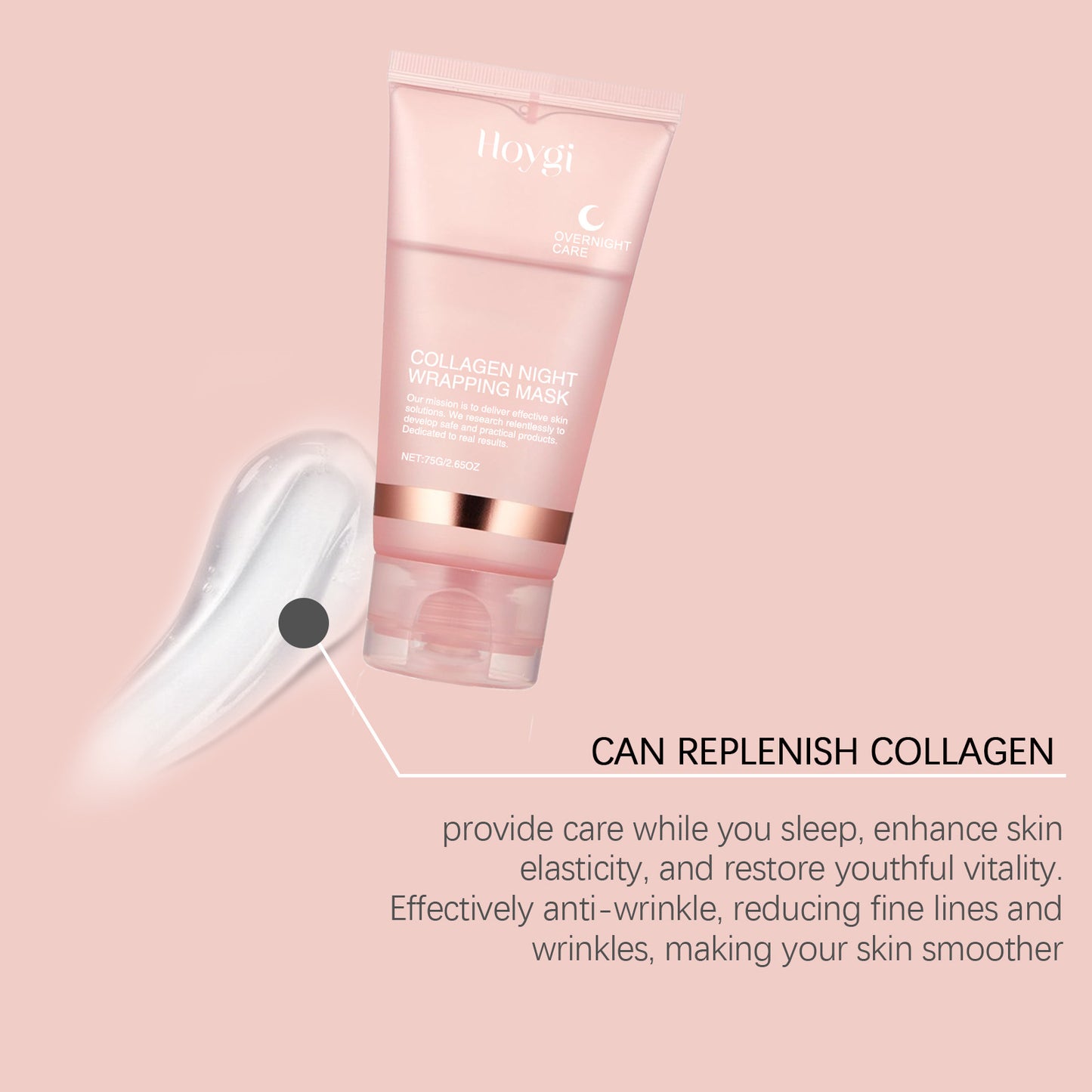 EELHOE Collagen Overnight Peel-Off Face Mask Set – Anti-Aging, Firming & Deep Hydration Night Mask with Applicator Brush (75ml)