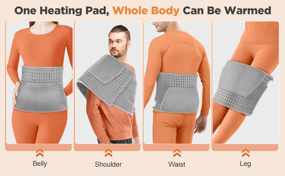 Electric Heating Pad for Period Cramps & Muscle Relief – 60×30cm, 9/10 Heat Levels, Washable | EU/US/UK Plug