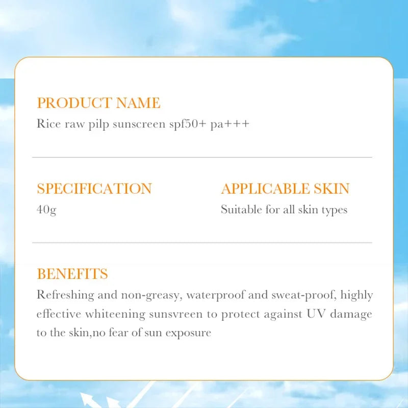 BioAqua Rice Pulp Sunscreen SPF50+ – Brightening Face, Body, Neck & Back Sun Cream
