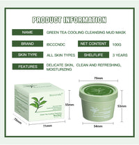 Green Tea Mud Clay Face Mask – Deep Pore Cleansing, Blackhead Removal & Oil Control Skin Treatment for All Skin Types (100g)
