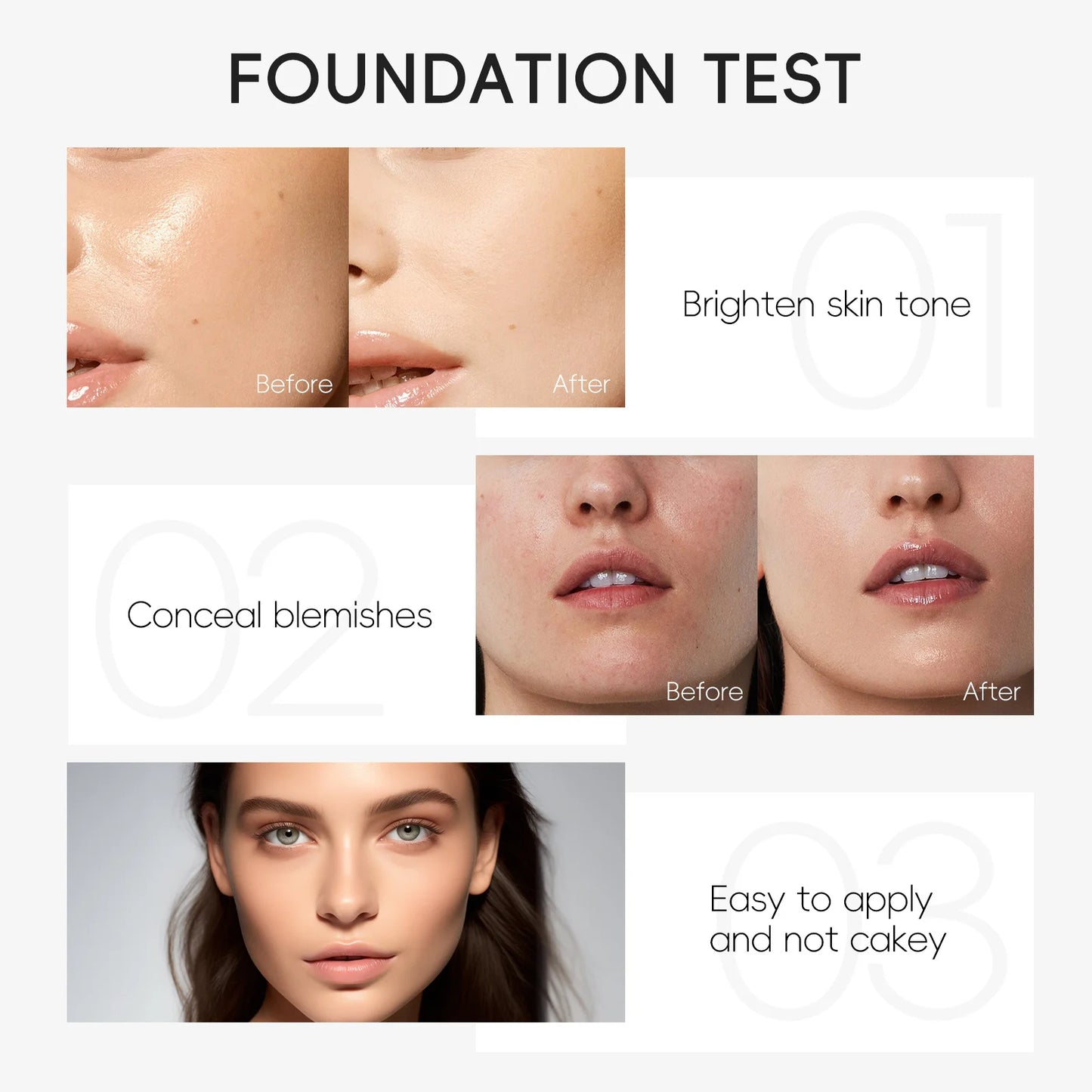 LAIKOU Liquid Foundation – Waterproof, Full Coverage & Long-Lasting Matte Base with Rose Oil (30ml)