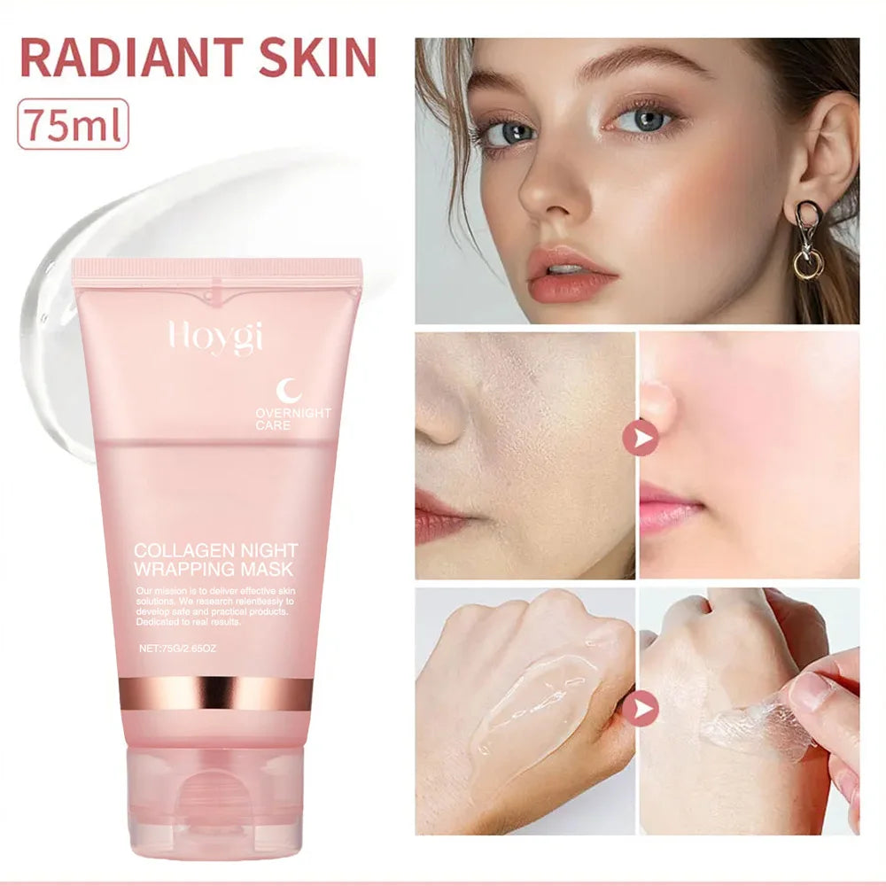 EELHOE Collagen Overnight Peel-Off Face Mask Set – Anti-Aging, Firming & Deep Hydration Night Mask with Applicator Brush (75ml)