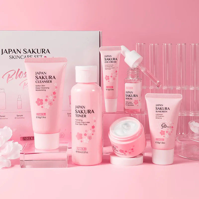 5/6pcs Sakura Skin Care Sets Face Cream Serum Toner Facial Cleanser Sunscreen Eye Cream Face Skin Care Products