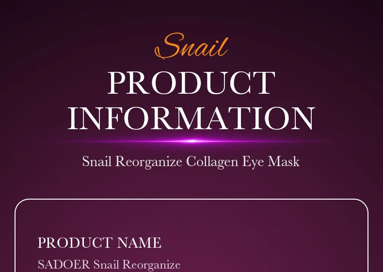 SADOER Snail Collagen Eye Mask Patches – Anti Dark Circle, Depuffing & Firming Eye Treatment (60 Pairs)