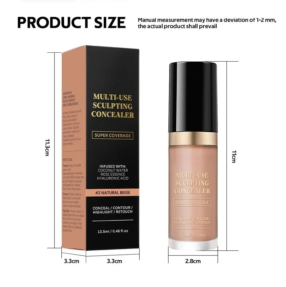 YIYUEQIANLI Multi-Use Sculpting Concealer | Full Coverage, Contour, Highlight & Retouch
