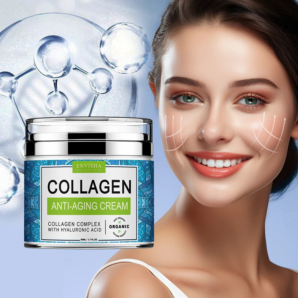 ENVISHA Anti-Aging Face Cream – Collagen, Hyaluronic Acid & Vitamin C Moisturizer (50ml)