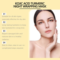 HOYGI Kojic Acid & Turmeric Overnight Peel-Off Face Mask – Anti-Aging, Brightening & Pore-Minimizing Treatment for Women (75g)