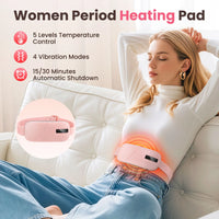 Menstrual Heating Pad with Vibration Massager – Wireless Abdominal & Waist Cramp Relief Belt