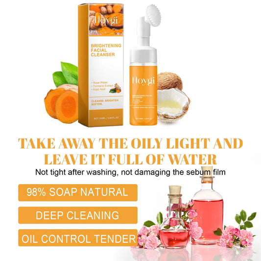 Turmeric & Kojic Acid Foaming Facial Cleanser – Blackhead Remover, Oil Control & Brightening (100ml)