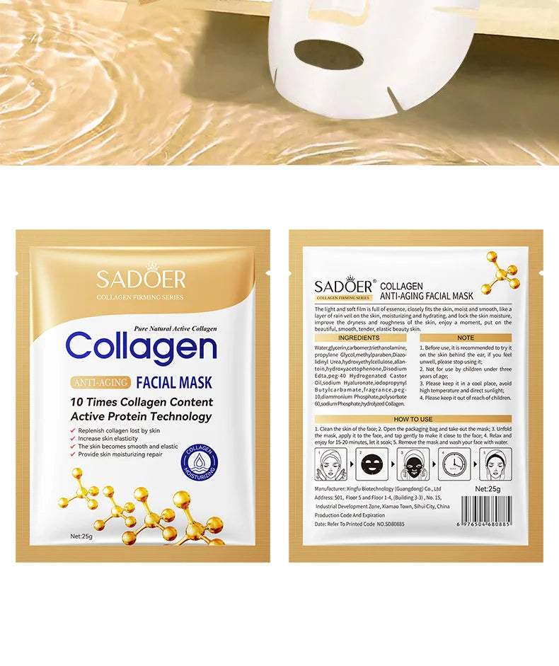 PWYUMAN Collagen Anti-Wrinkle Facial Mask – Anti-Aging, Brightening & Deep Moisturizing | All Skin Types
