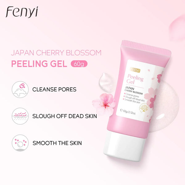 FENYI Japan Cherry Blossom Peeling Gel – Brightening & Deep Cleansing Facial Scrub with Hyaluronic Acid (60g)