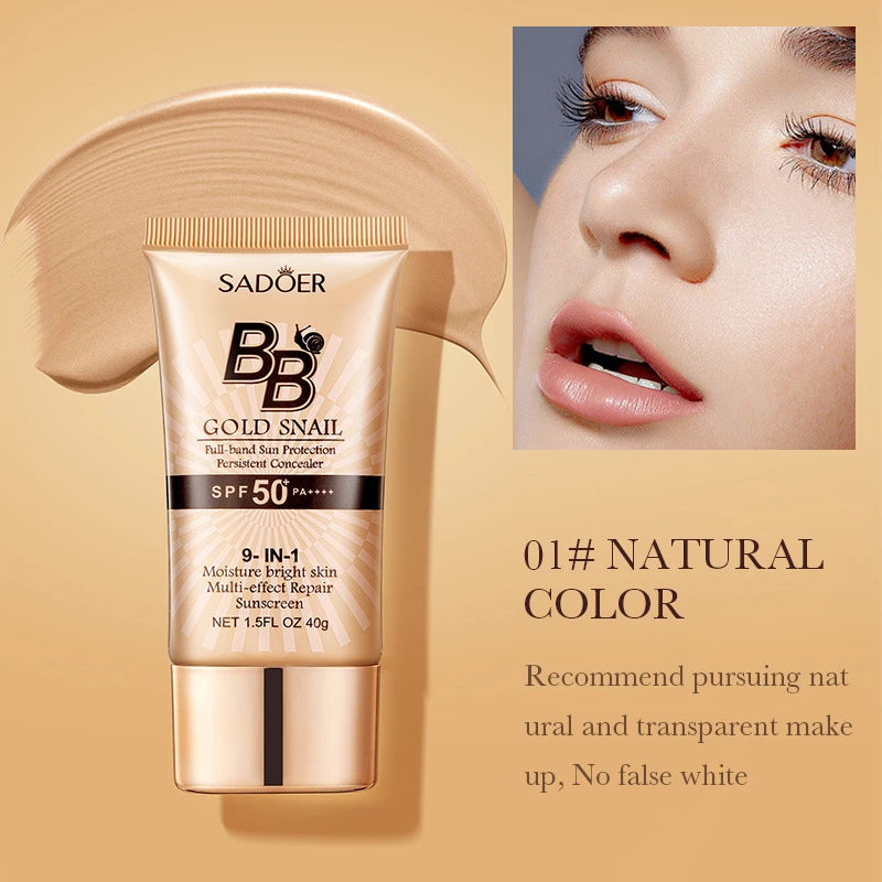 Sadoer Gold Snail BB Cream SPF50+ – 5-in-1 Foundation, Concealer, Moisturizer & Sunscreen | Buyer's Choice