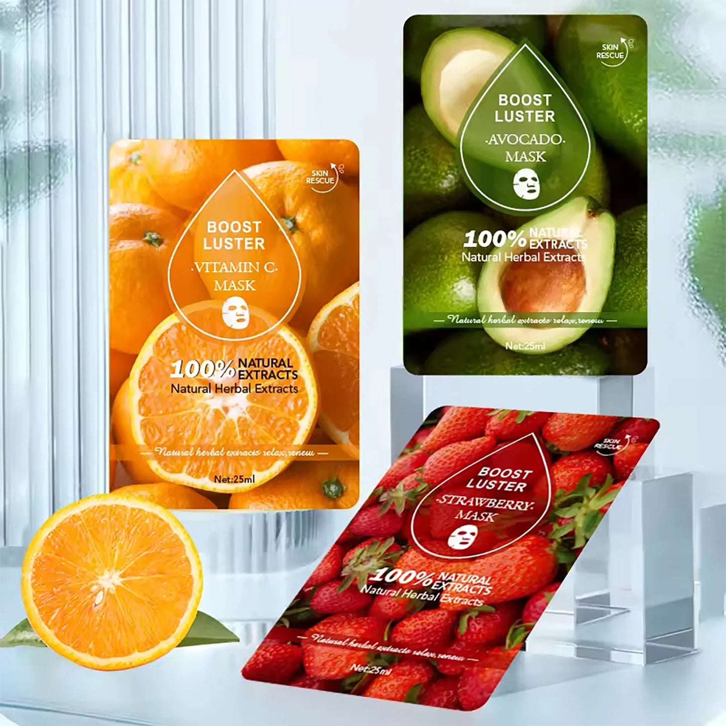 AILKE Brightening Hydrating Facial Mask – Vitamin C, Hyaluronic Acid & Collagen | Anti-Aging 10pcs