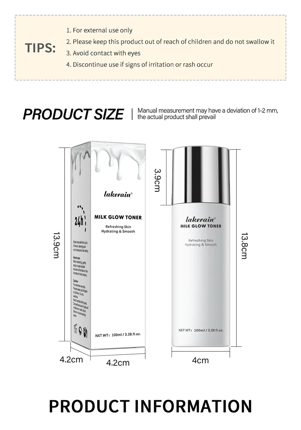 Lakerain Milk Glow Toner – Niacinamide Brightening & Deep Moisturizing Toner for Radiant, Hydrated Skin (100ml)